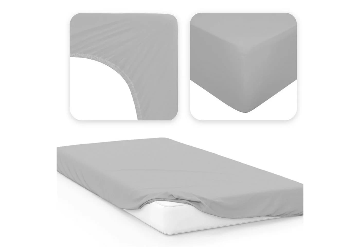 Jacobson Spannbettlaken BIO Jersey Grau 100% Baumwolle GOTS - Bild 3
