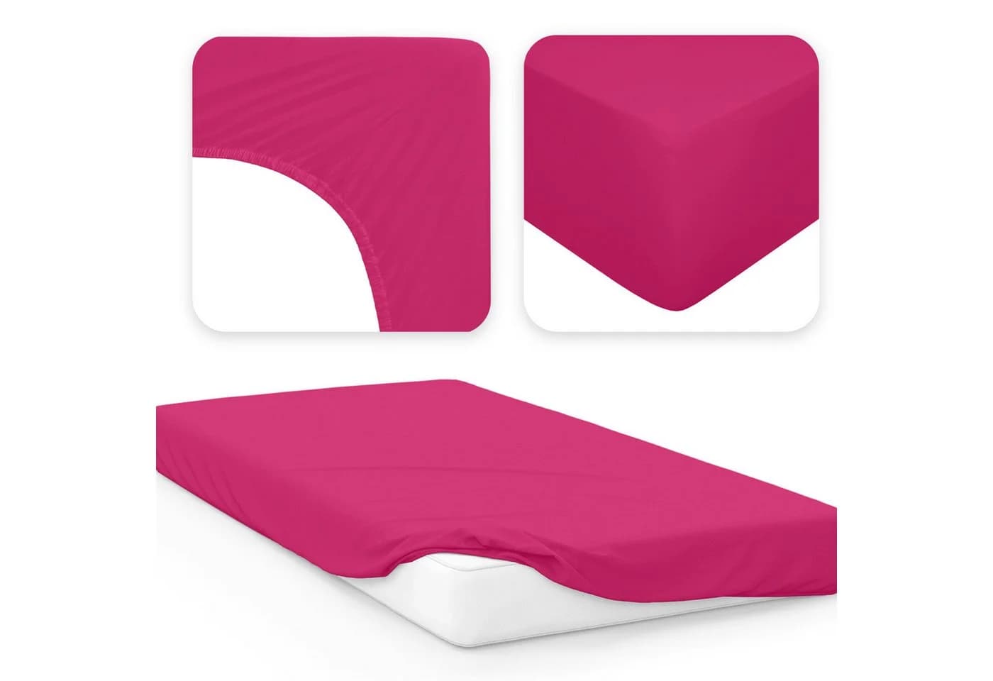 Jacobson Spannbettlaken BOXSPRING & ÜBERLÄNGE Rosa 100% Baumwolle Jersey