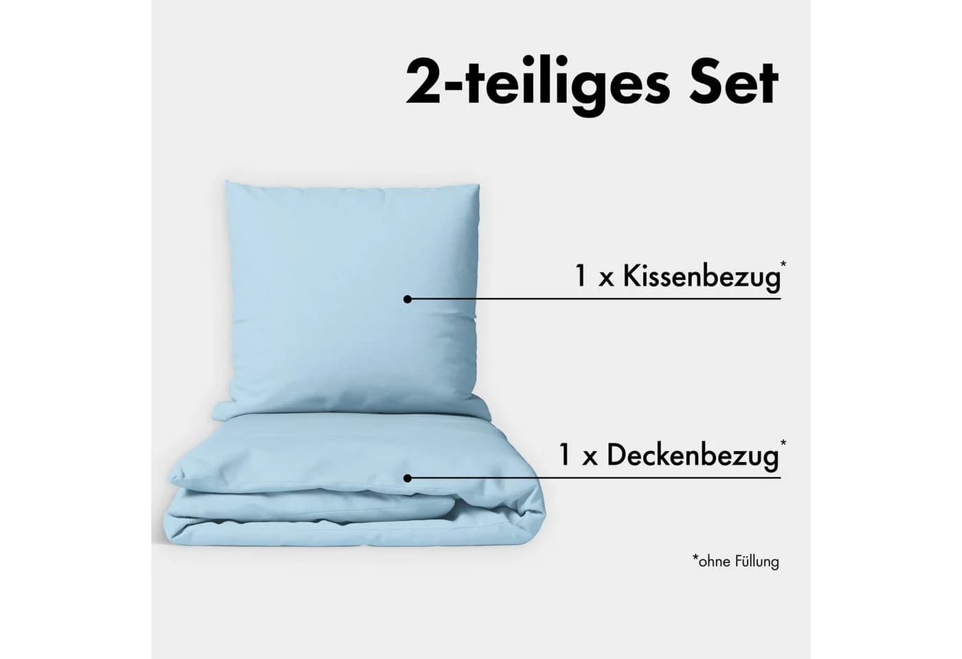 Jacobson Bettwäsche Set 100% Baumwolle Perkal Hellblau