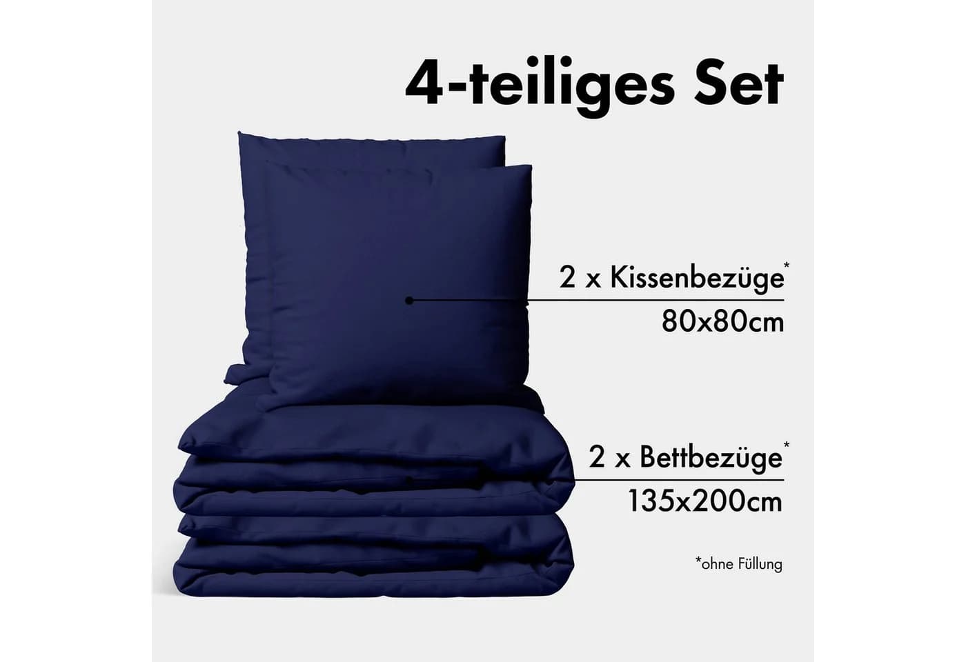 Jacobson Bettwäsche Set 100% Baumwolle Perkal Blau