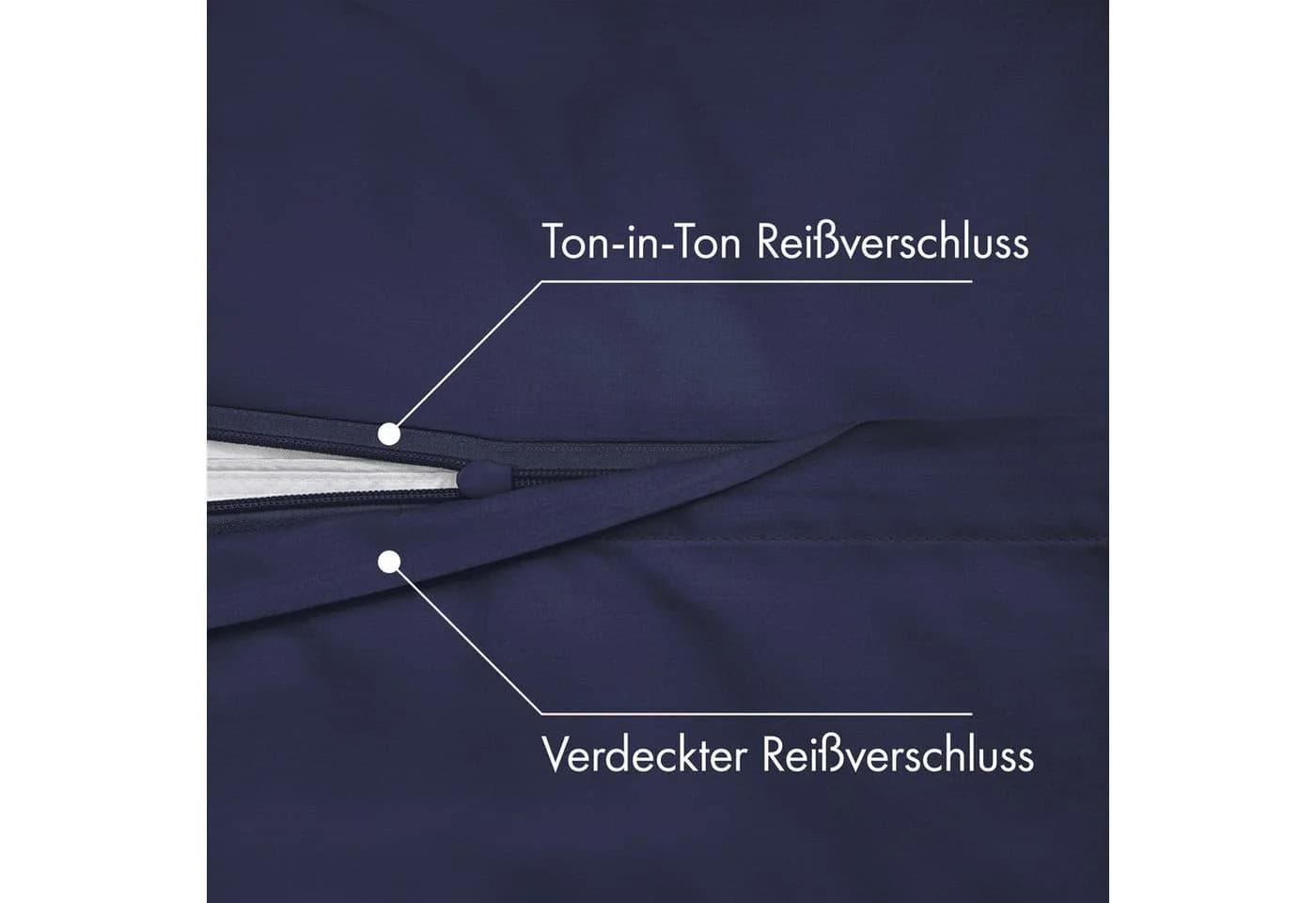 Jacobson Bettwäsche Set 100% Baumwolle Perkal Blau - Bild 4
