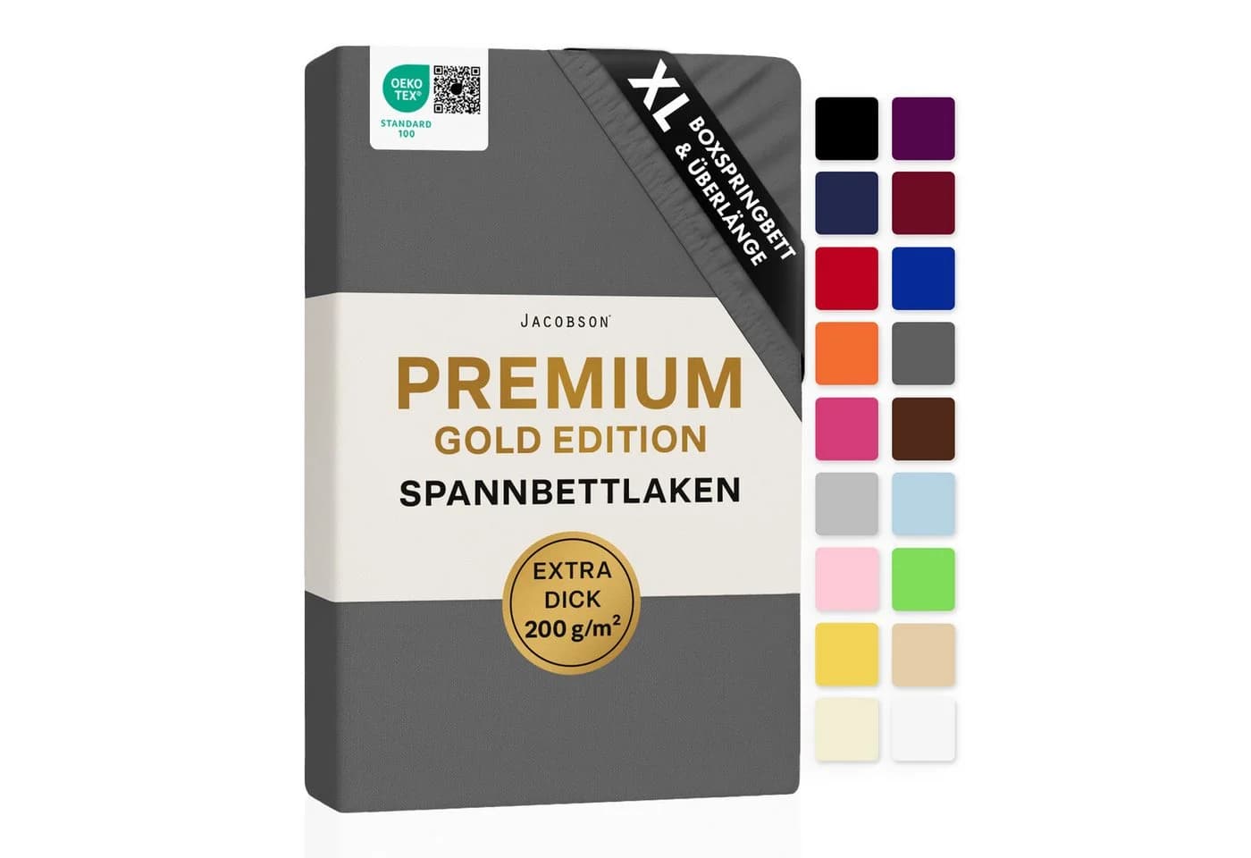 Jacobson Spannbettlaken PREMIUM Anthrazit 200 g/m² - Bild 2