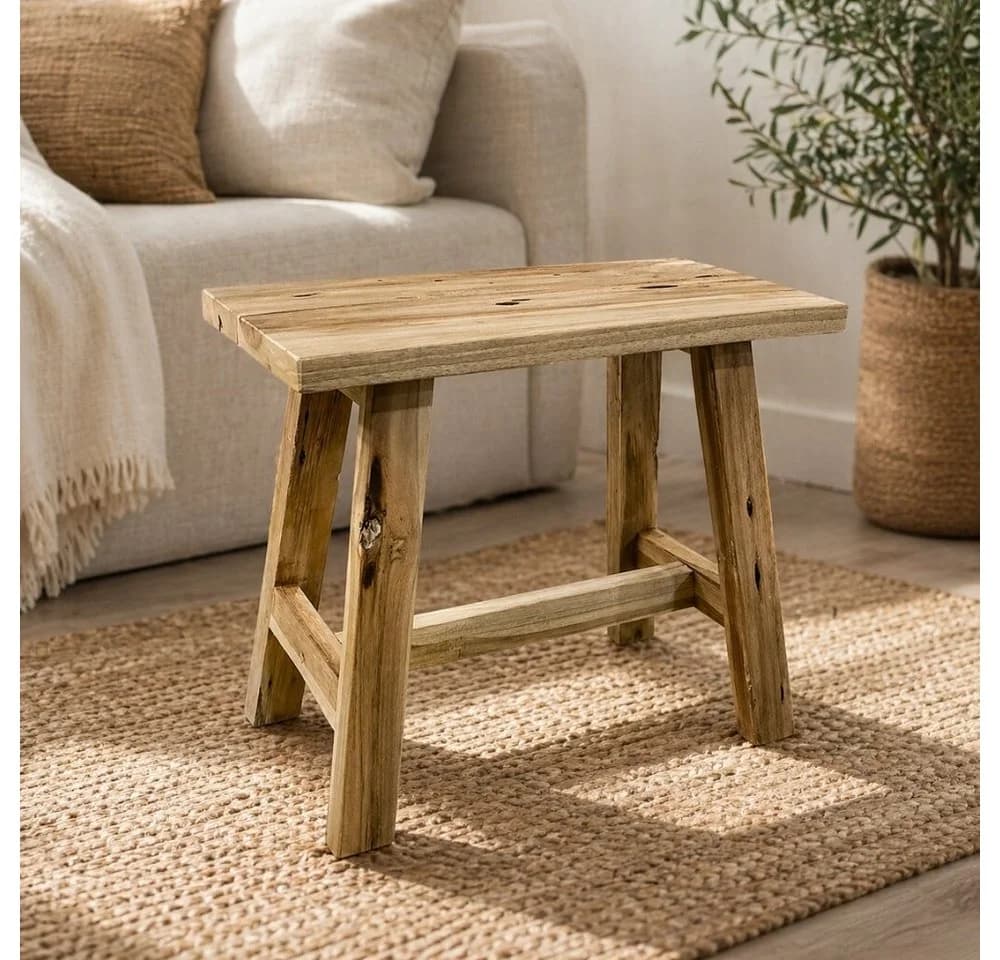 LebensWohnArt Sitzhocker GEMI aus recyceltem Teak Natural - Bild 4