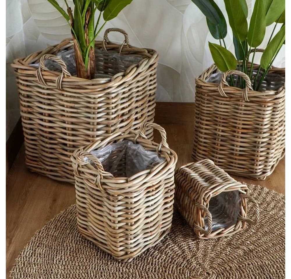 LebensWohnArt Dekokorb BAKUL Rattan 50x50cm