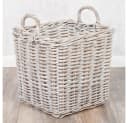 LebensWohnArt Dekokorb Rattan BAKUL Weiß mit Griffen Bild 2