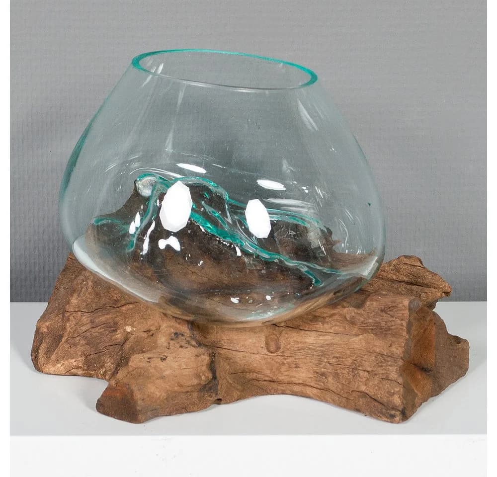 LebensWohnArt Dekoobjekt DROP Glas Teak Natural Handarbeit - Bild 4