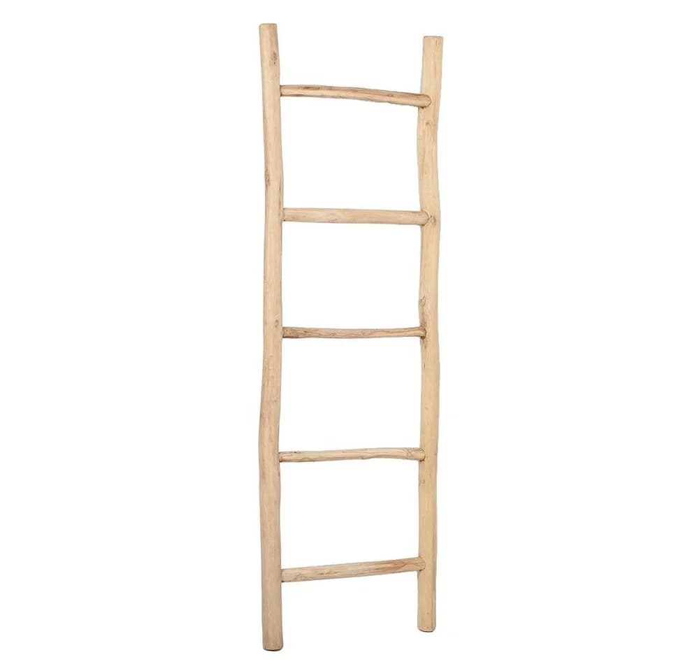 LebensWohnArt Deko-Leiter KEPALA ca. H150cm Natural Teak Handtuchhalter Kleiderständer - Bild 2