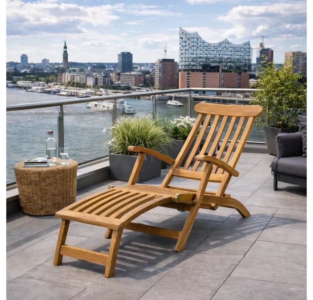 LebensWohnArt Gartenliege KURSI Teak Sonnenliege klappbar - Bild 2
