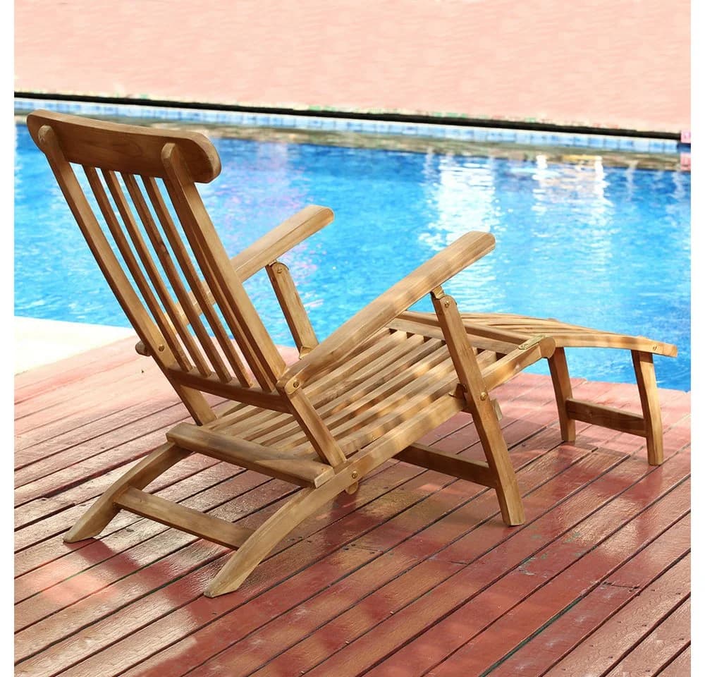 LebensWohnArt Gartenliege KURSI Teak Sonnenliege klappbar - Bild 4