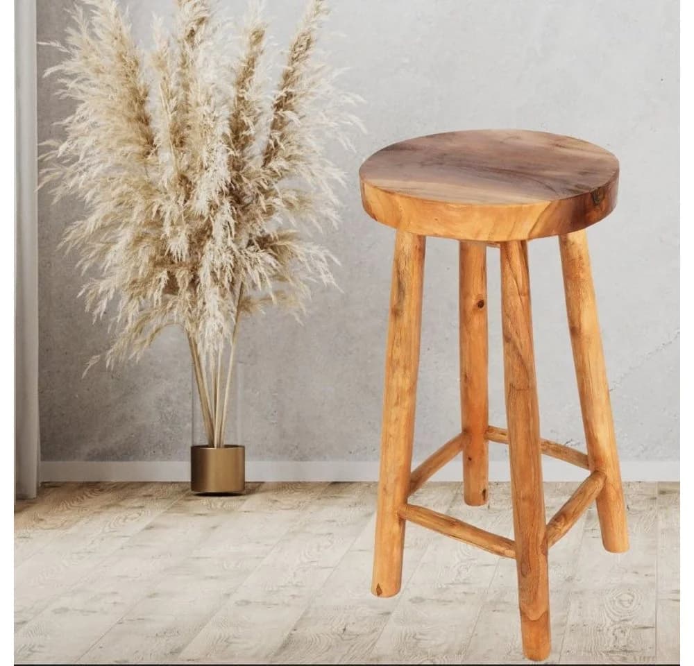 LebensWohnArt Barhocker Teak 75cm Handarbeit