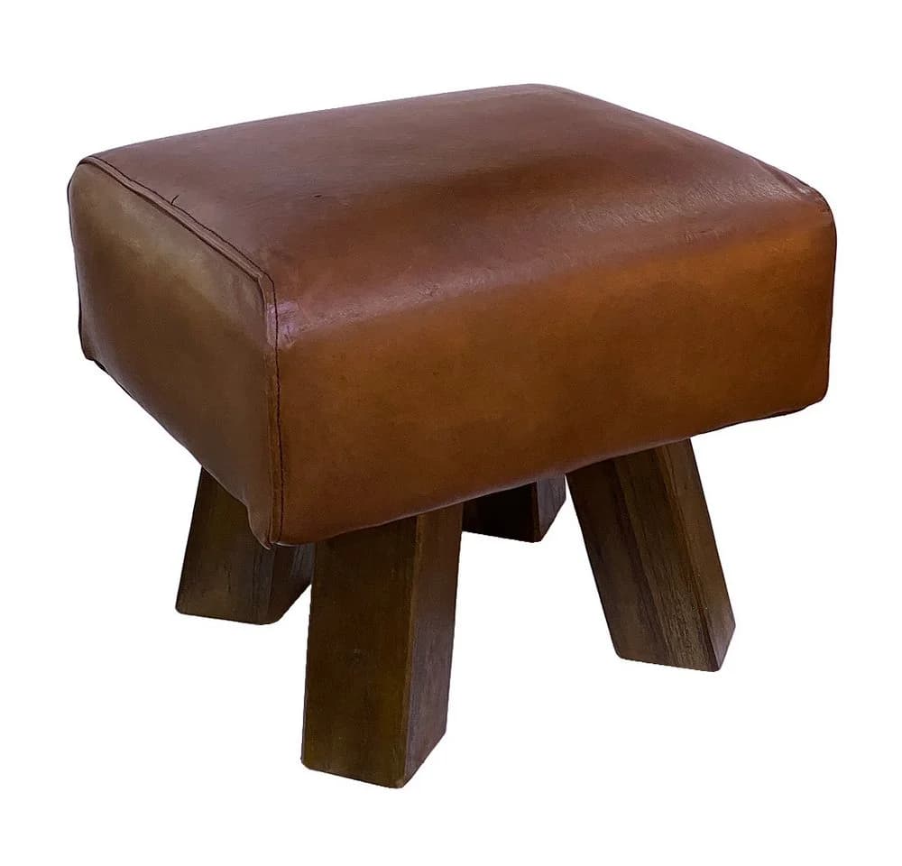 LebensWohnArt Sitzhocker MAXI-S Cognac Teak - Bild 2