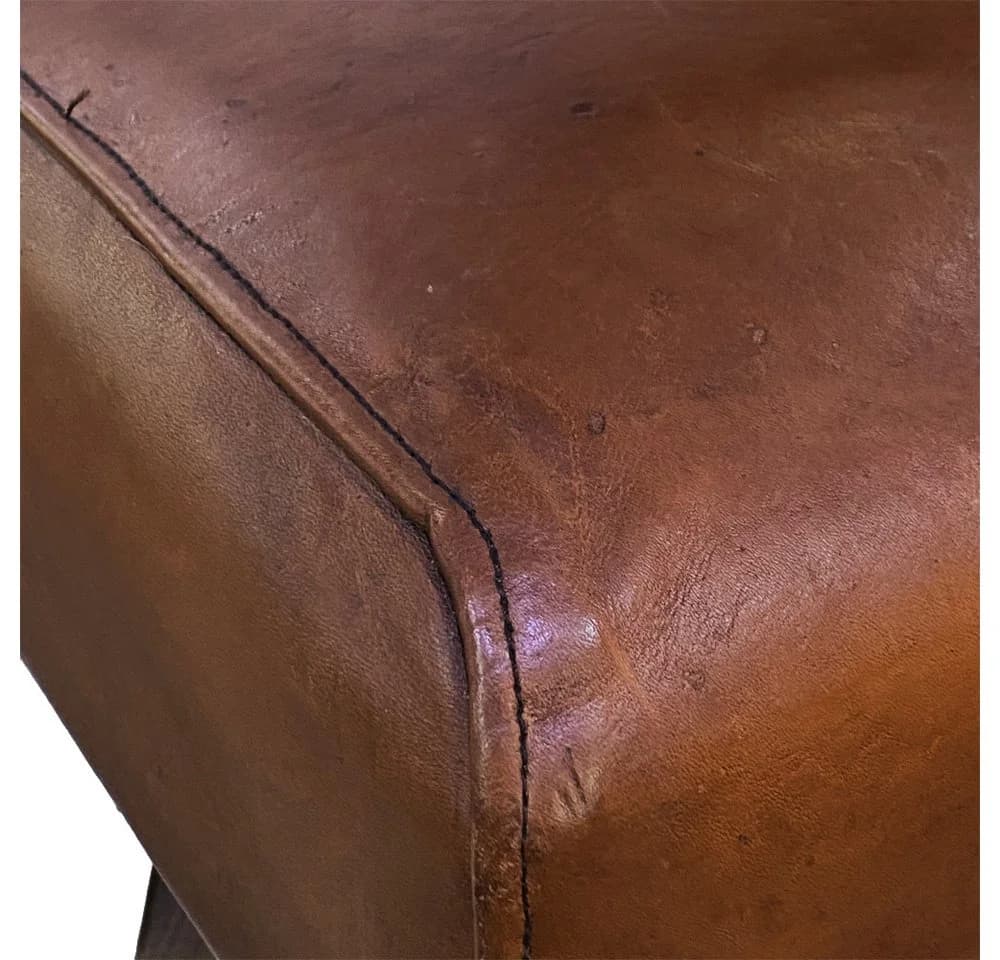 LebensWohnArt Sitzhocker MAXI-S Cognac Teak - Bild 3