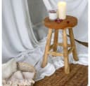 LebensWohnArt Sitzhocker Teak Hocker KANSAS Natural 45cm Beistelltisch Bild 1