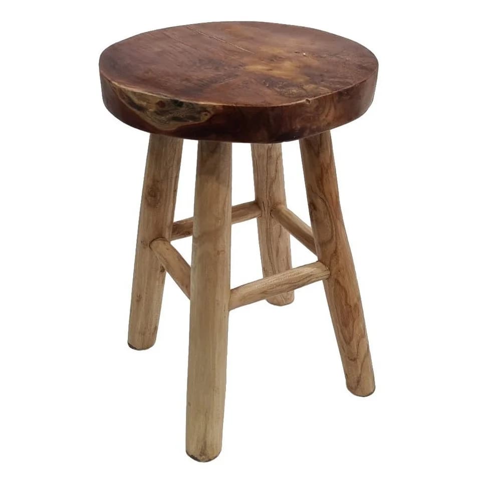 LebensWohnArt Sitzhocker Teak Hocker KANSAS Natural 45cm Beistelltisch - Bild 4