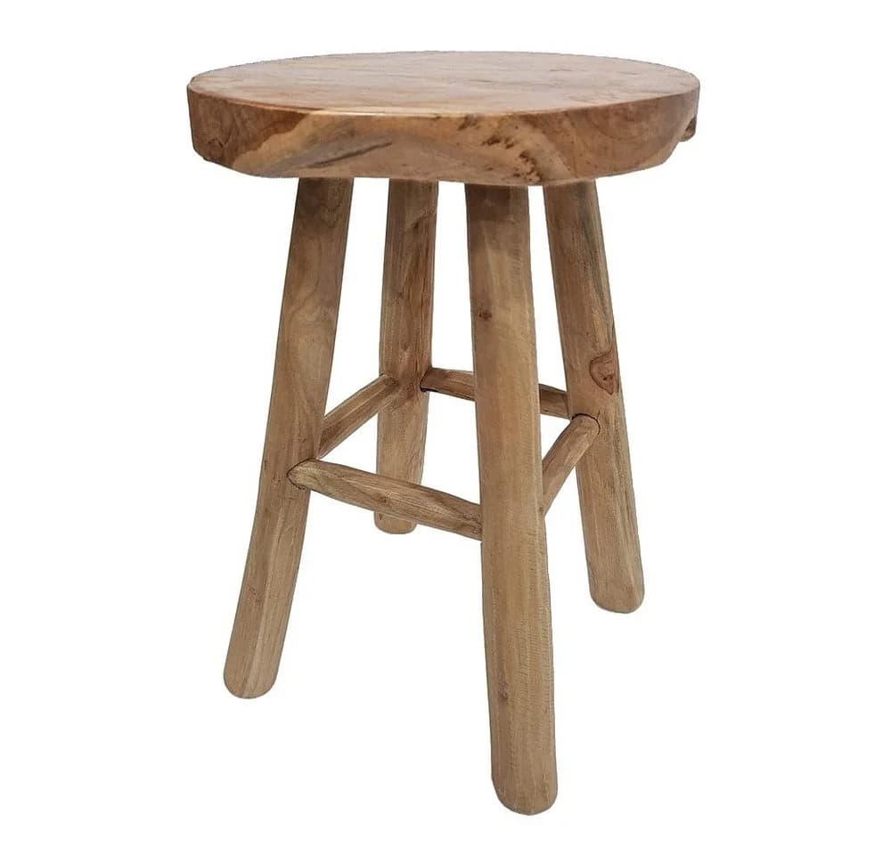 LebensWohnArt Sitzhocker Teak Hocker KANSAS Natural 45cm Beistelltisch - Bild 5