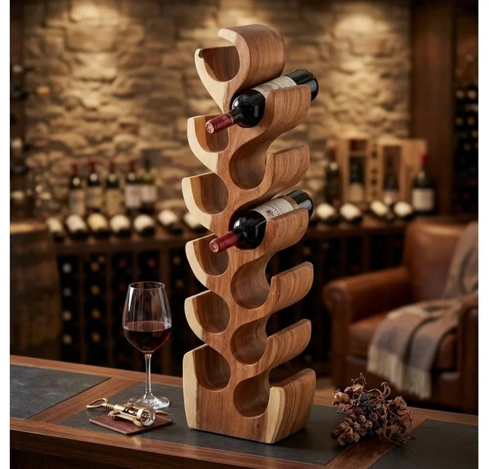 LebensWohnArt Weinregal Massivholz Suar 12 Flaschen - Bild 3