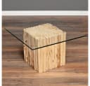 LebensWohnArt Couchtisch Teak NICO Natural inkl. Glasplatte 70x70cm Bild 1
