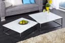 LebensWohnArt Couchtisch 2er Set MENTO Weiss Hochglanz Edelstahl Bild 1