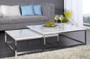 LebensWohnArt Couchtisch 2er Set MENTO Weiss Hochglanz Edelstahl Bild 3