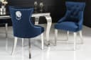 LebensWohnArt Stuhl LEON Samt blau mit Löwenkopf-Griff Chesterfield Bild 1