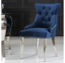 LebensWohnArt Stuhl LEON Samt blau mit Löwenkopf-Griff Chesterfield Bild 2