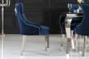 LebensWohnArt Stuhl LEON Samt blau mit Löwenkopf-Griff Chesterfield Bild 3