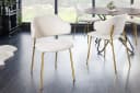 LebensWohnArt Stuhl MODA Weiss Bouclé Goldene Metallbeine Modern Bild 4