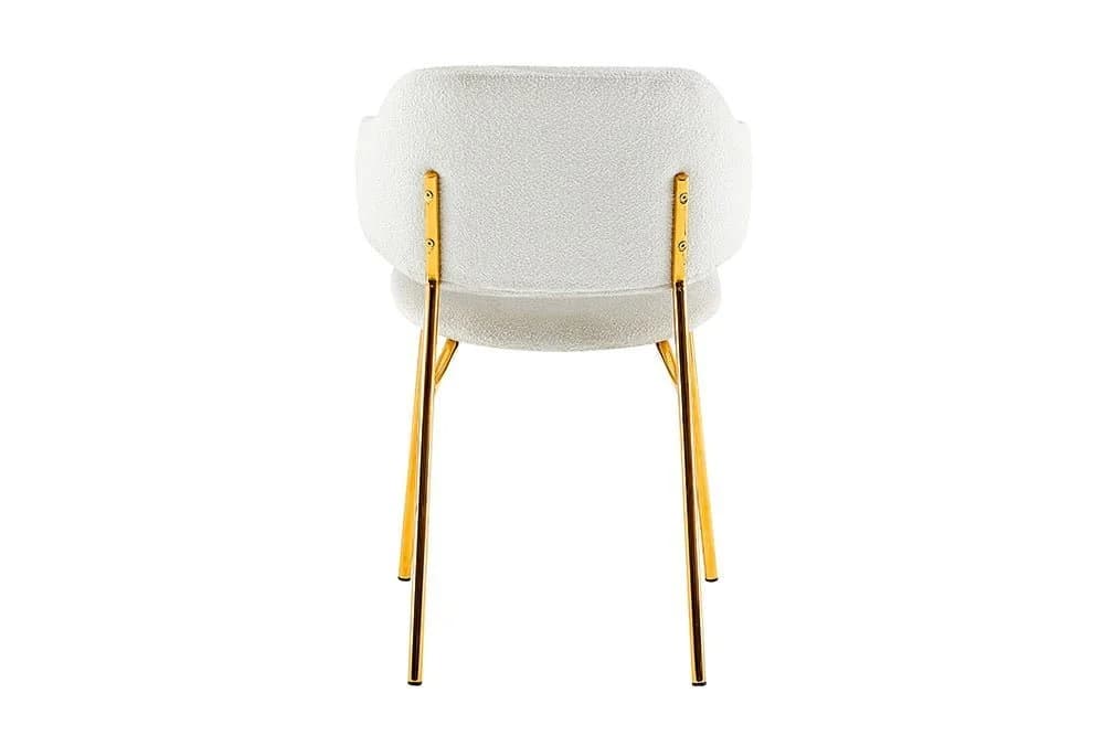 LebensWohnArt Stuhl MODA Weiss Bouclé Goldene Metallbeine Modern - Bild 5