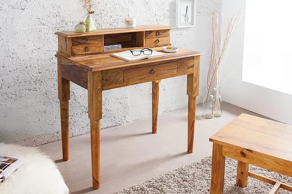 LebensWohnArt Sekretär Palisander Massivholz 90cm Natur - Bild 3