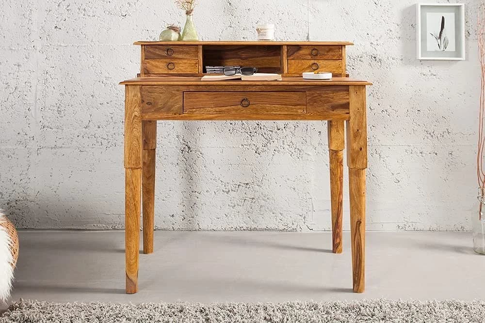LebensWohnArt Sekretär Palisander Massivholz 90cm Natur - Bild 4