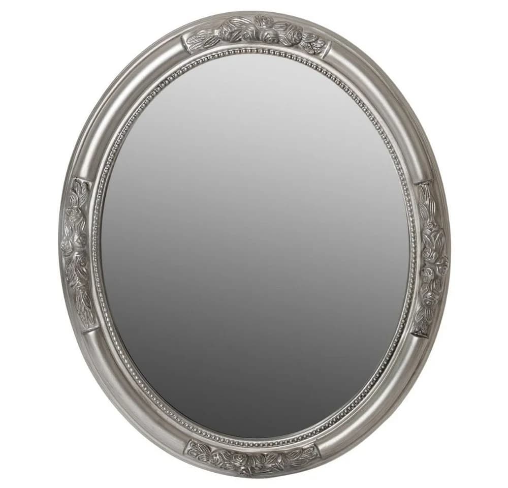 LebensWohnArt Wandspiegel KIRA Oval Silber Barock