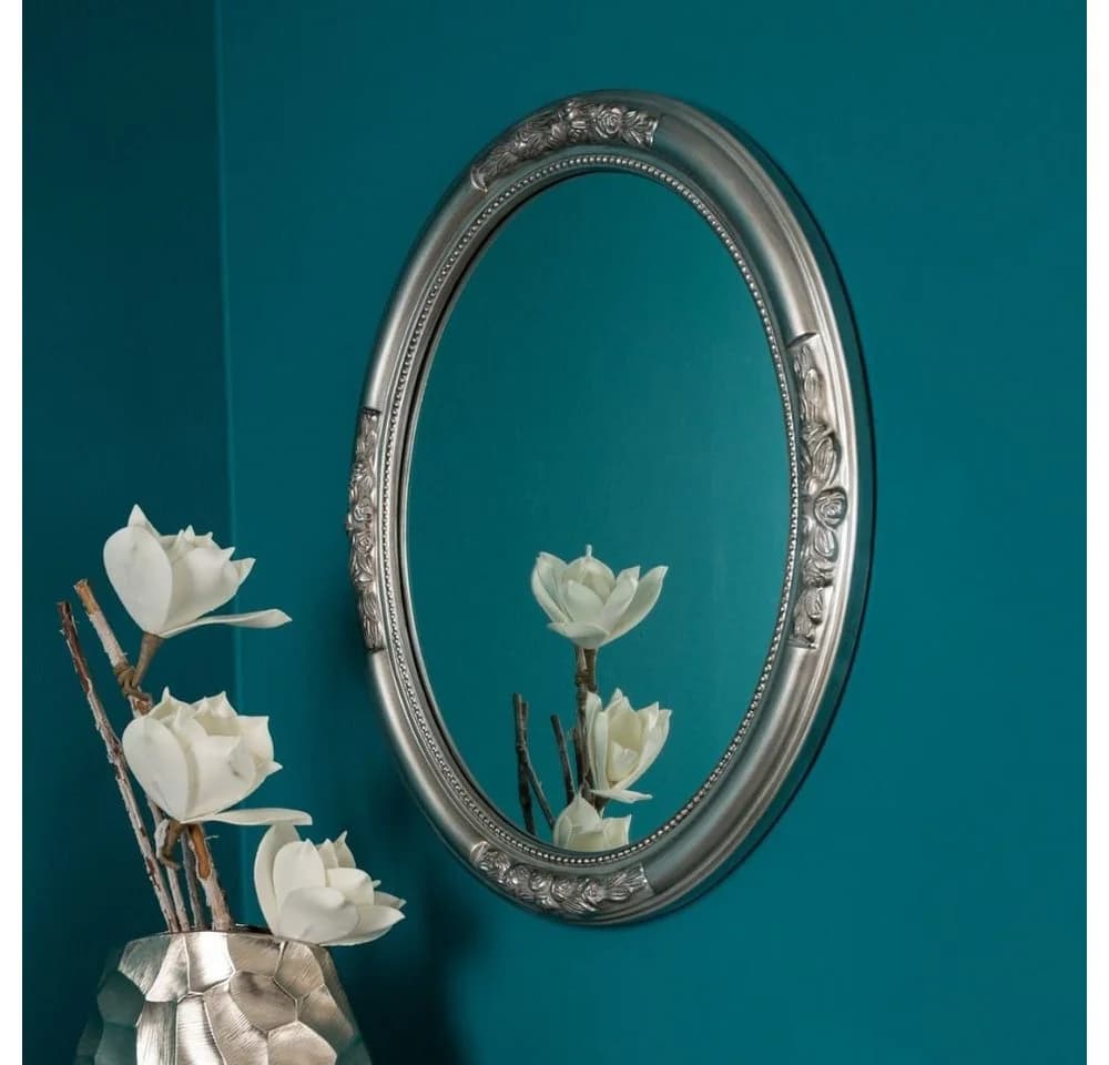 LebensWohnArt Wandspiegel KIRA Oval Silber Barock - Bild 2