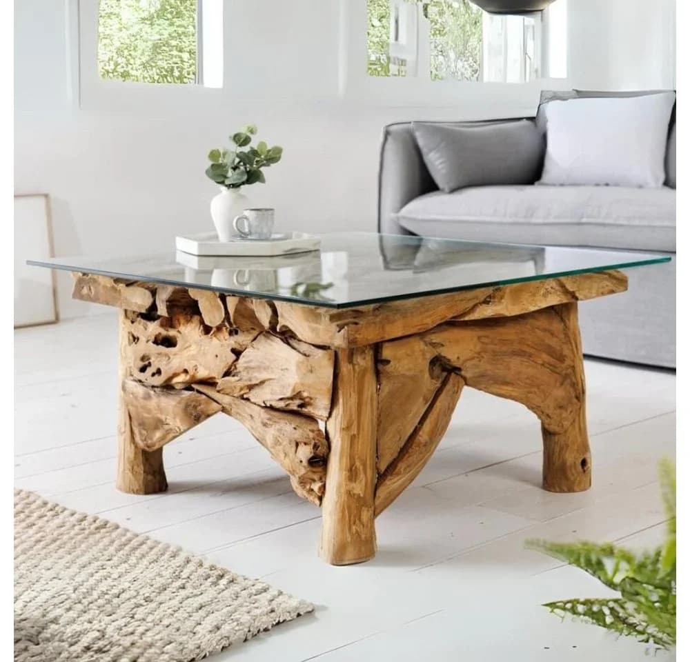 LebensWohnArt Couchtisch SEASIDE 80x80cm Handgefertigt Teak - Bild 2