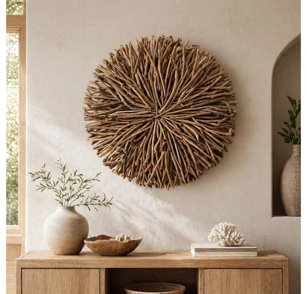 LebensWohnArt Wand-Deko-Objekt BULAT Treibholz Natural Ø 50cm - Bild 3