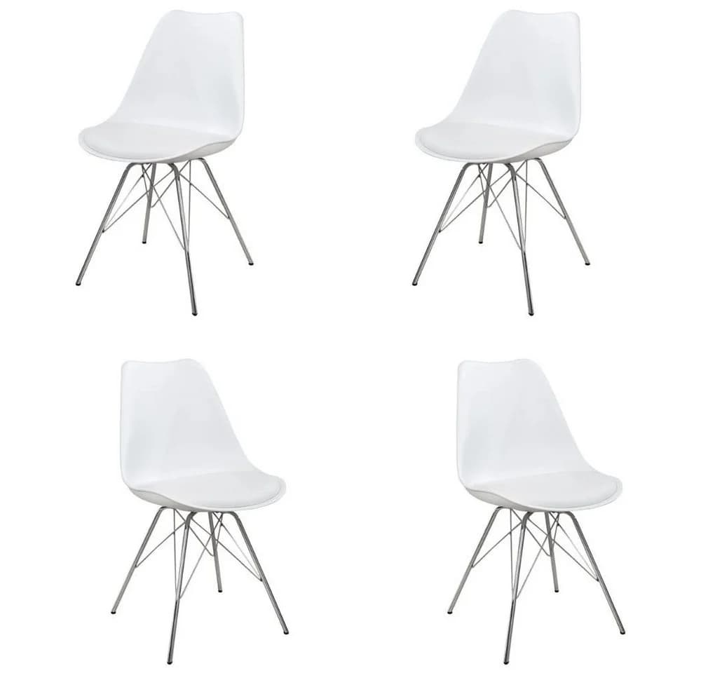 LebensWohnArt Stuhl NORWAY 4er Set Weiß Silber - Bild 2
