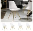 LebensWohnArt Stuhl NORWAY 4er Set Weiss Gold Bild 1