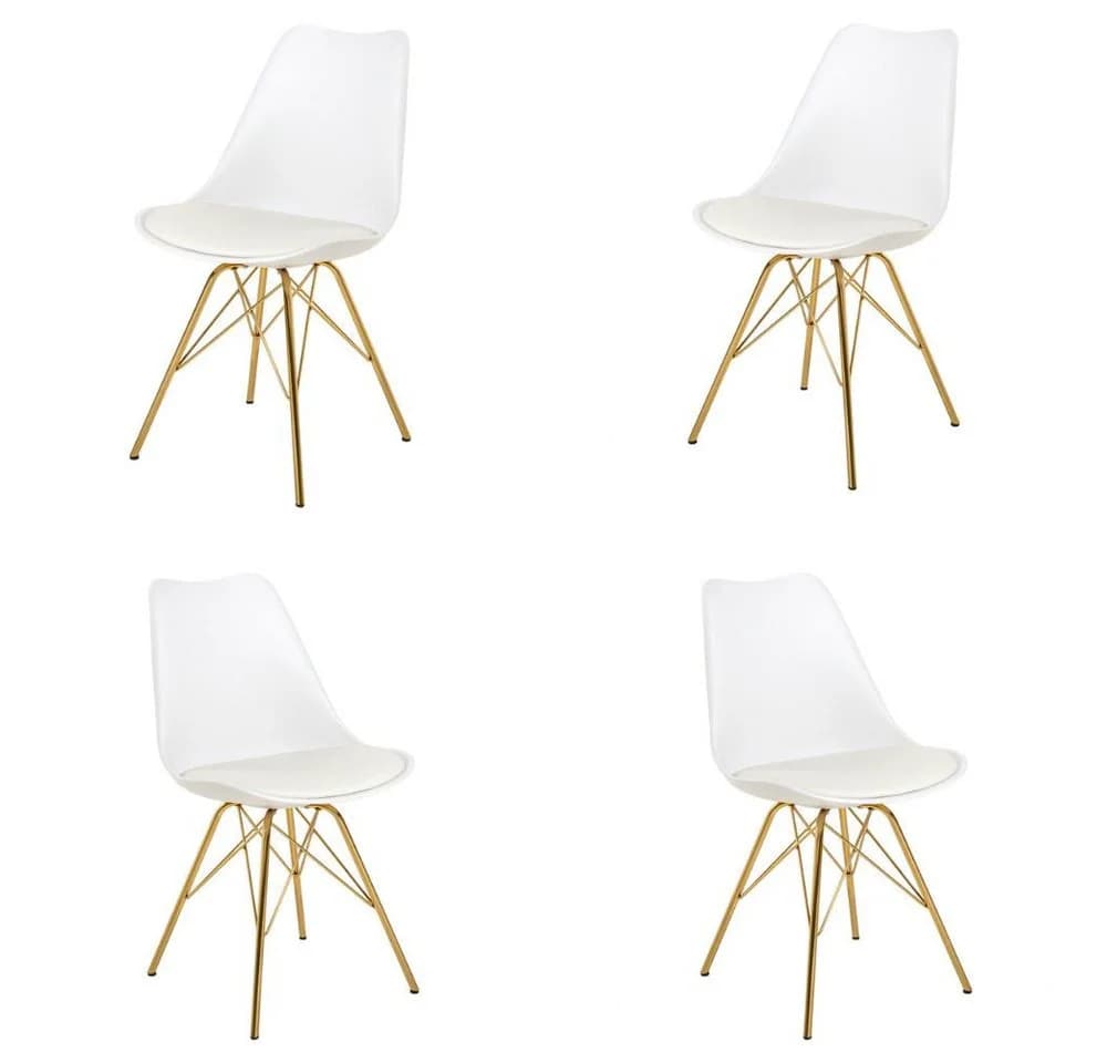 LebensWohnArt Stuhl NORWAY 4er Set Weiss Gold - Bild 2
