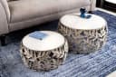 LebensWohnArt RIXOS-Leaf Couchtisch-Set 2-tlg. Marmor Silber Bild 3