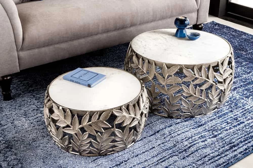 LebensWohnArt RIXOS-Leaf Couchtisch-Set 2-tlg. Marmor Silber - Bild 3