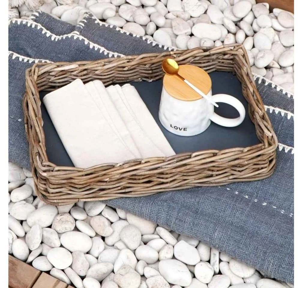 LebensWohnArt Dekotablett VERONA Kubu Grey Rattan - Bild 2