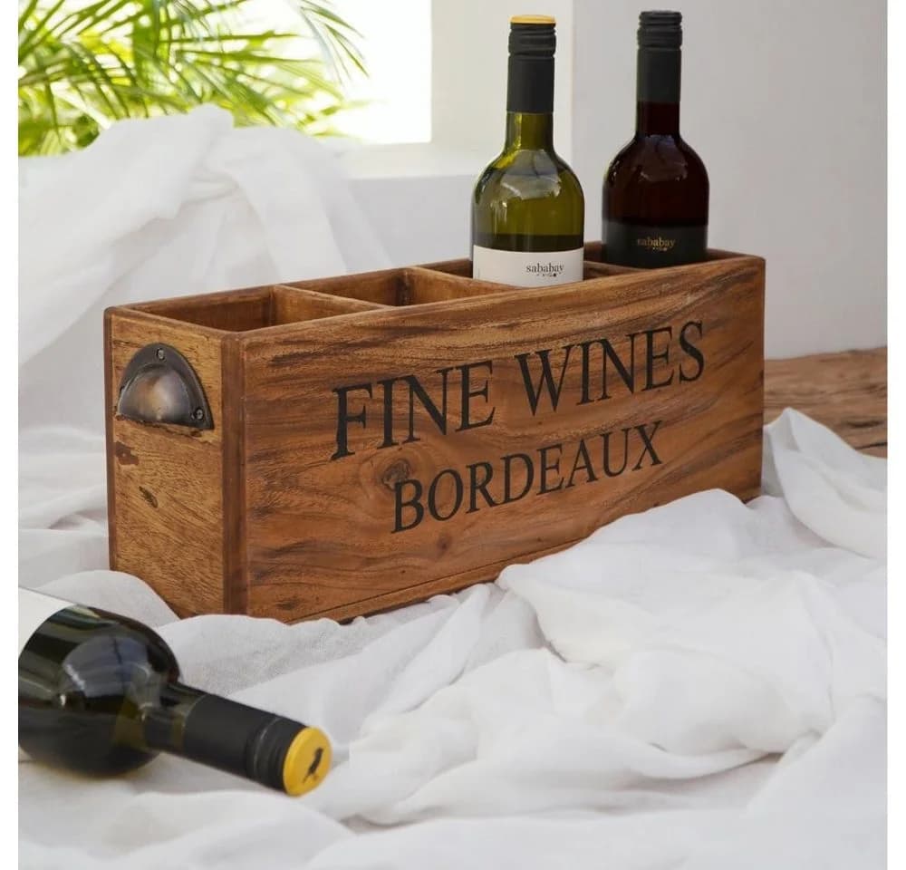 LebensWohnArt Weinregal CHATEAU Flaschenbox Mahagoni Vintage