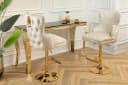 LEON Barstuhl - Samt & Edelstahl - Beige/Gold - Höhenverstellbar Bild 4