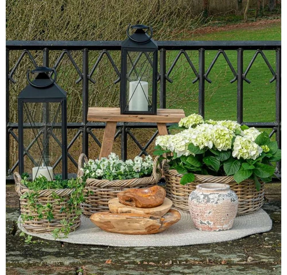 LebensWohnArt Pflanzschale Rattan NORDERNEY Grau mit Griffen - Bild 4