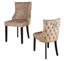 LebensWohnArt Stuhl LEON Samt beige Chesterfield mit Löwenkopf Bild 2