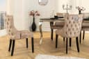 LebensWohnArt Stuhl LEON Samt beige Chesterfield mit Löwenkopf Bild 4