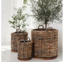 LebensWohnArt Dekokorb CESTINO Braun Rattan mit Teakboden Bild 1