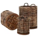 LebensWohnArt Dekokorb CESTINO Braun Rattan mit Teakboden Bild 2