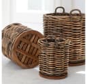 LebensWohnArt Dekokorb CESTINO Braun Rattan mit Teakboden Bild 3
