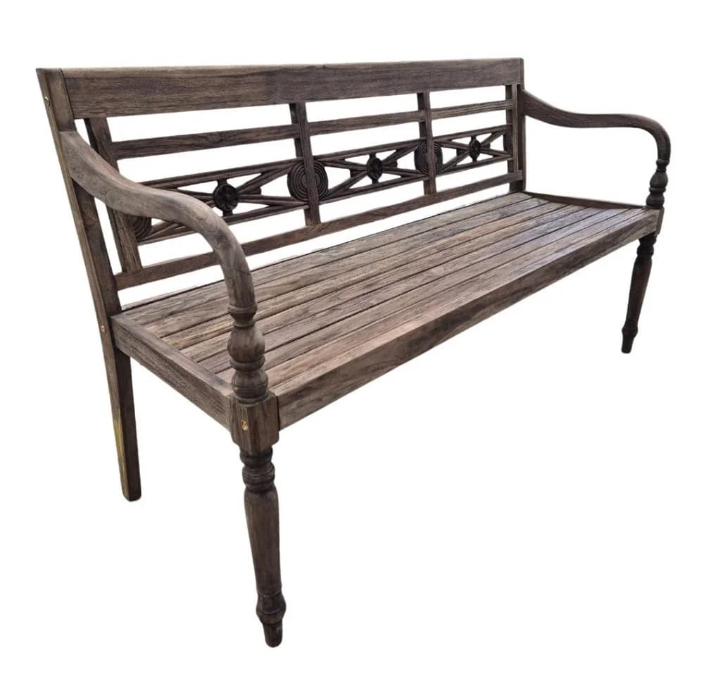 LebensWohnArt Sitzbank CHRISTOS 150cm Teakholz Outdoor Gartenbank