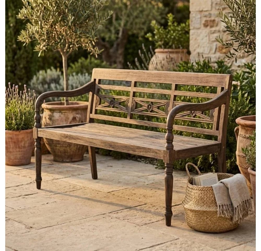 LebensWohnArt Sitzbank CHRISTOS 150cm Teakholz Outdoor Gartenbank - Bild 3